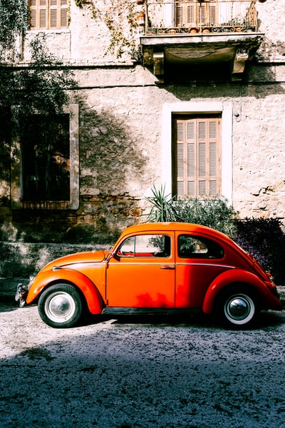 orange Volkswagen Beetle
